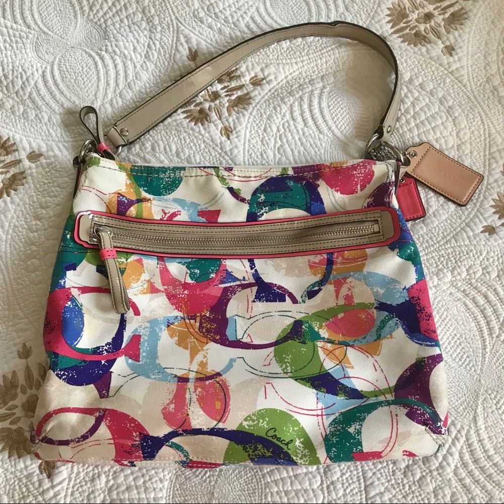 Coach colorful beachy monogram shoulder bag.